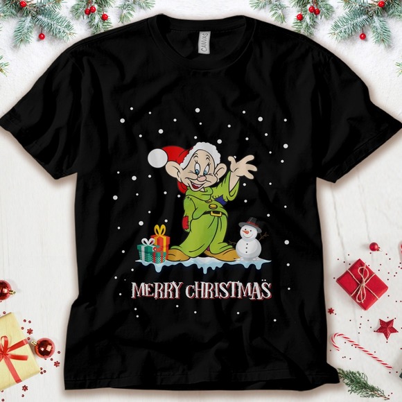 Dopey Dwarf Santa Costume Merry Christmas Disney Unisex Tee Adult T-shirt - Picture 1 of 2